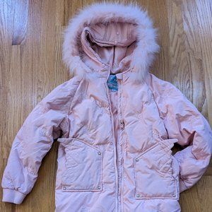 Future Star Girl M 9 10 Pink Embroidery Long Down Coat